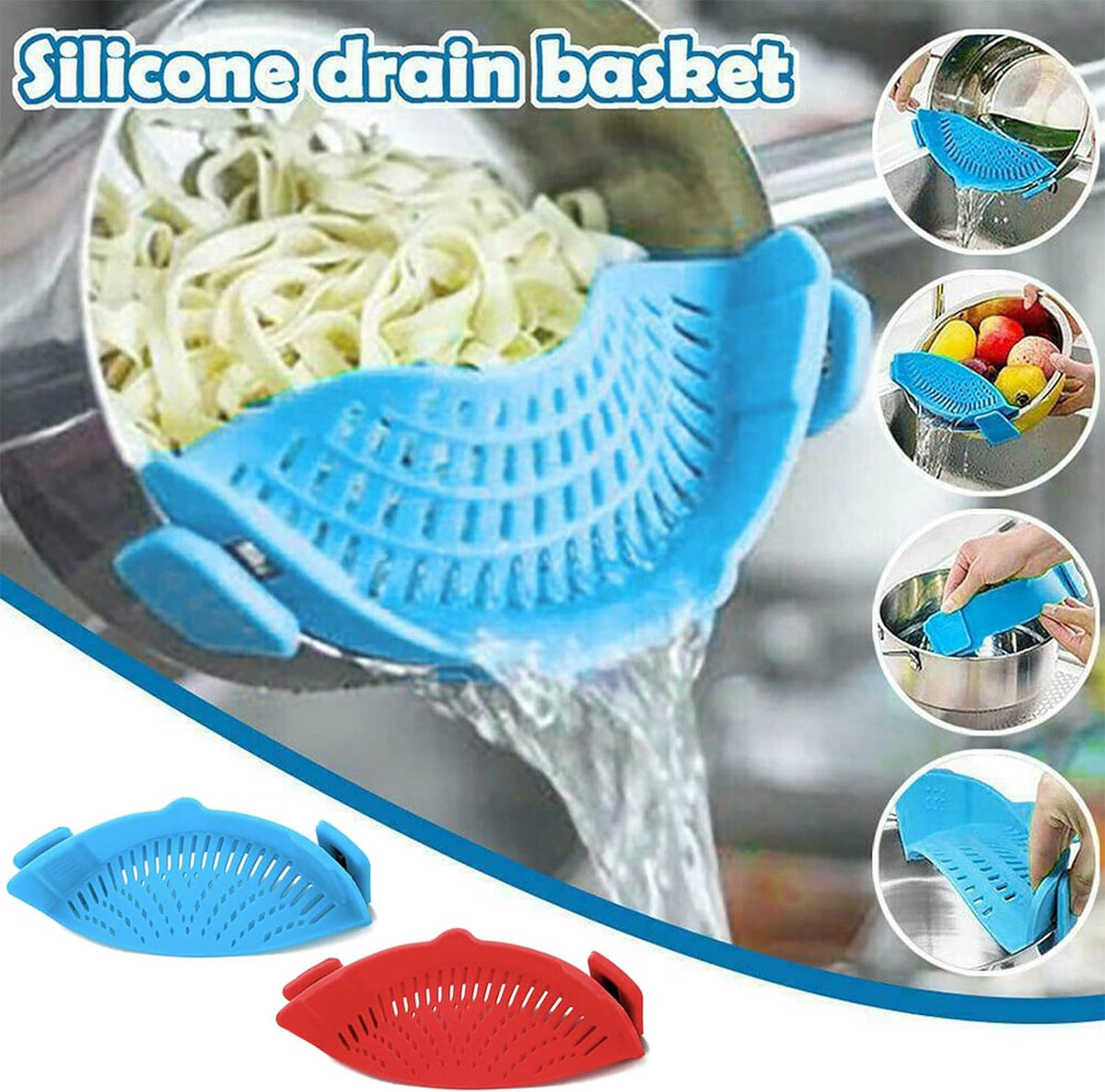 2 Pcs Clip on Strainers, Fits All Pots and Bowls