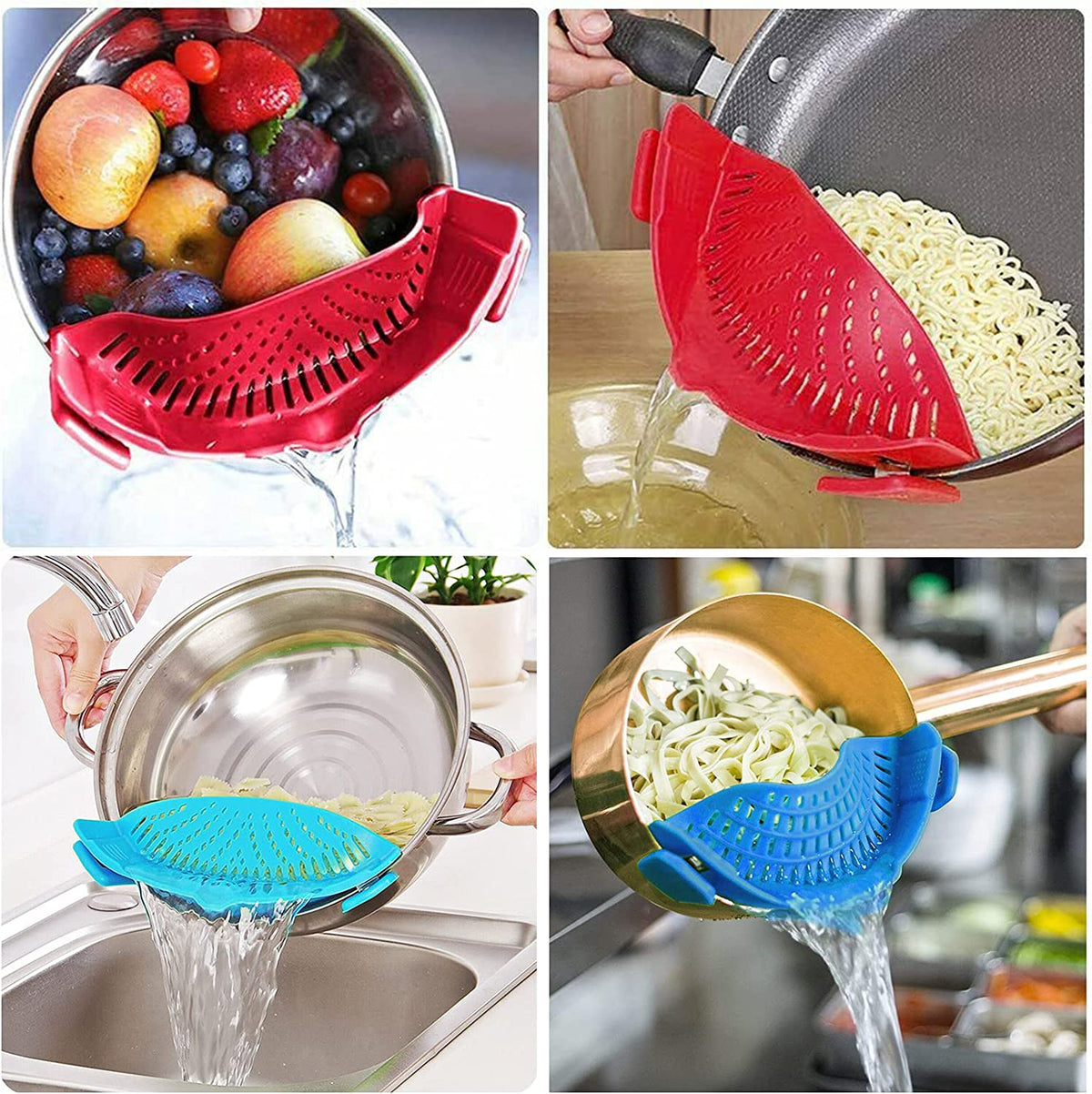 2 Pcs Clip on Strainers, Fits All Pots and Bowls